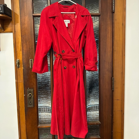 Talbots Jackets & Blazers - Talbots Candy Apple Red Trench Coat Double Breasted Belted